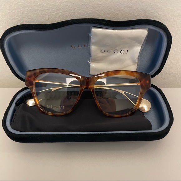 Gucci Women's Light Tortoise 52mm Optical Frames NIB - Picture 2 of 5